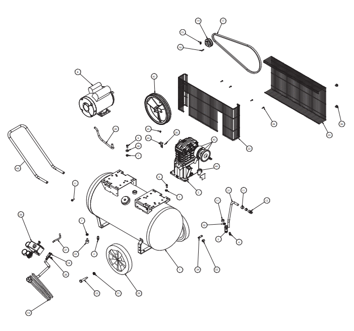 Section Diagram and Parts List for VX400200  Campbell Hausfeld Compressor